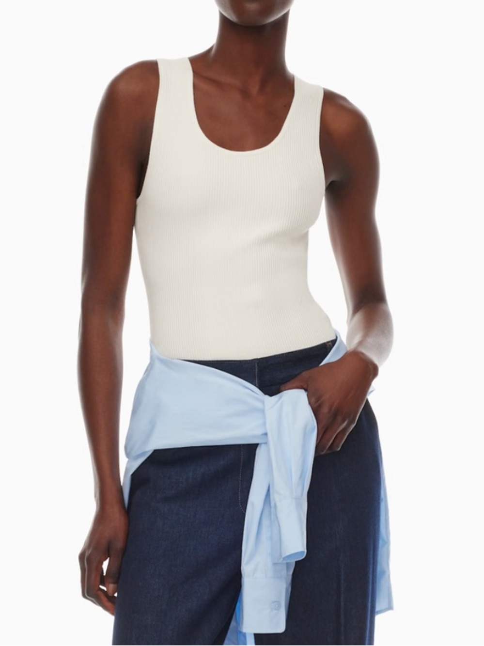 Babaton Ivory Zenos Ribbed Sweater Tank